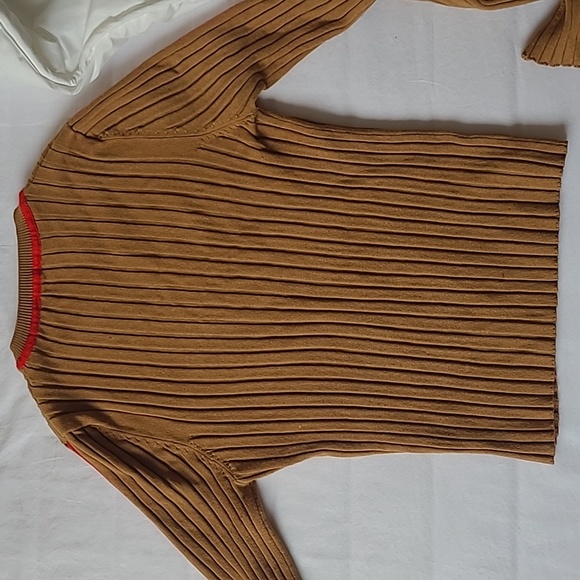 Tan Long Sleeve Shirt with Red Stripe - Picture 5 of 5